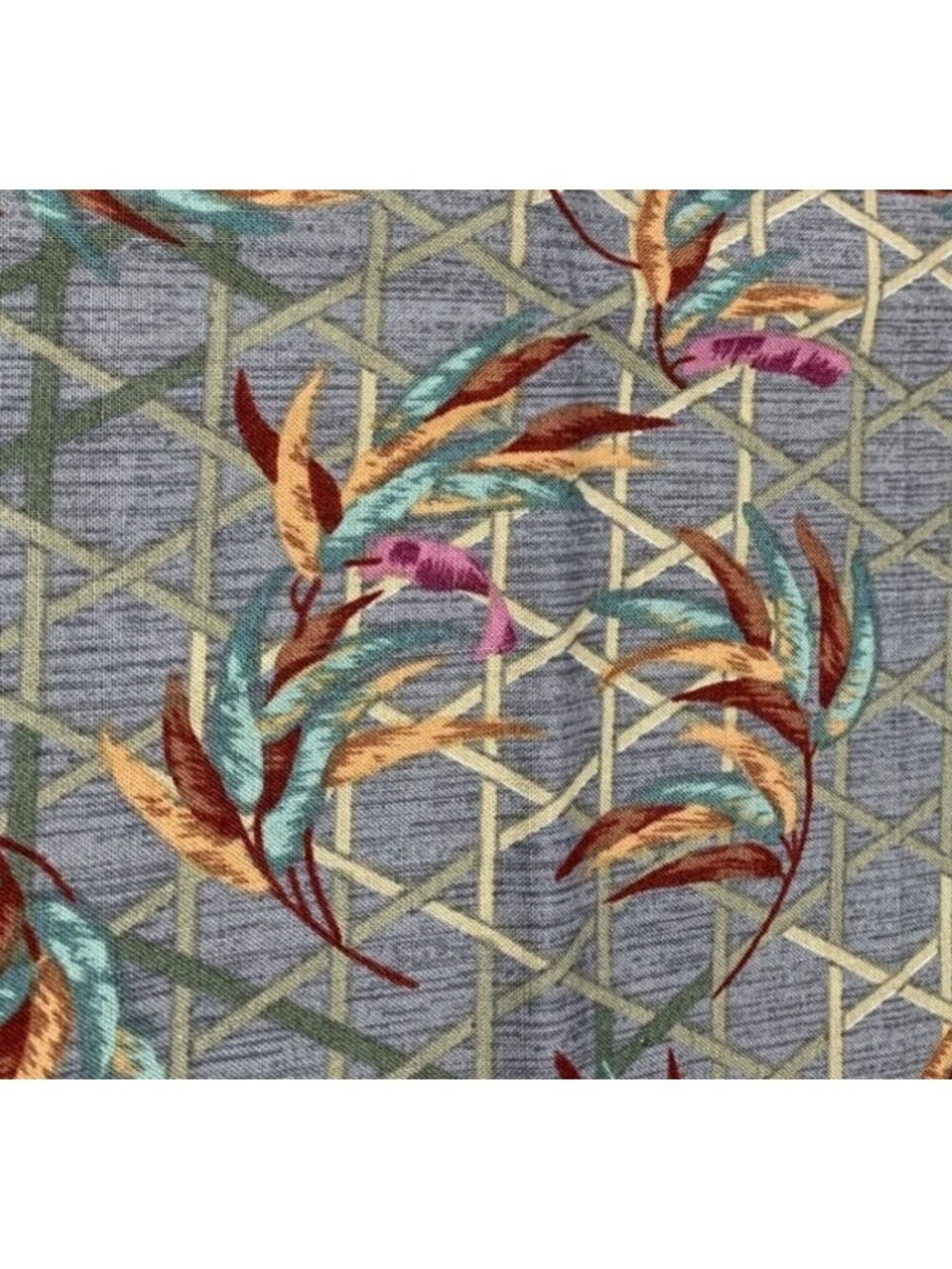 Colorful Geometric Fat Quarter Cotton Fabric 18x22" Abstract Leaves Design